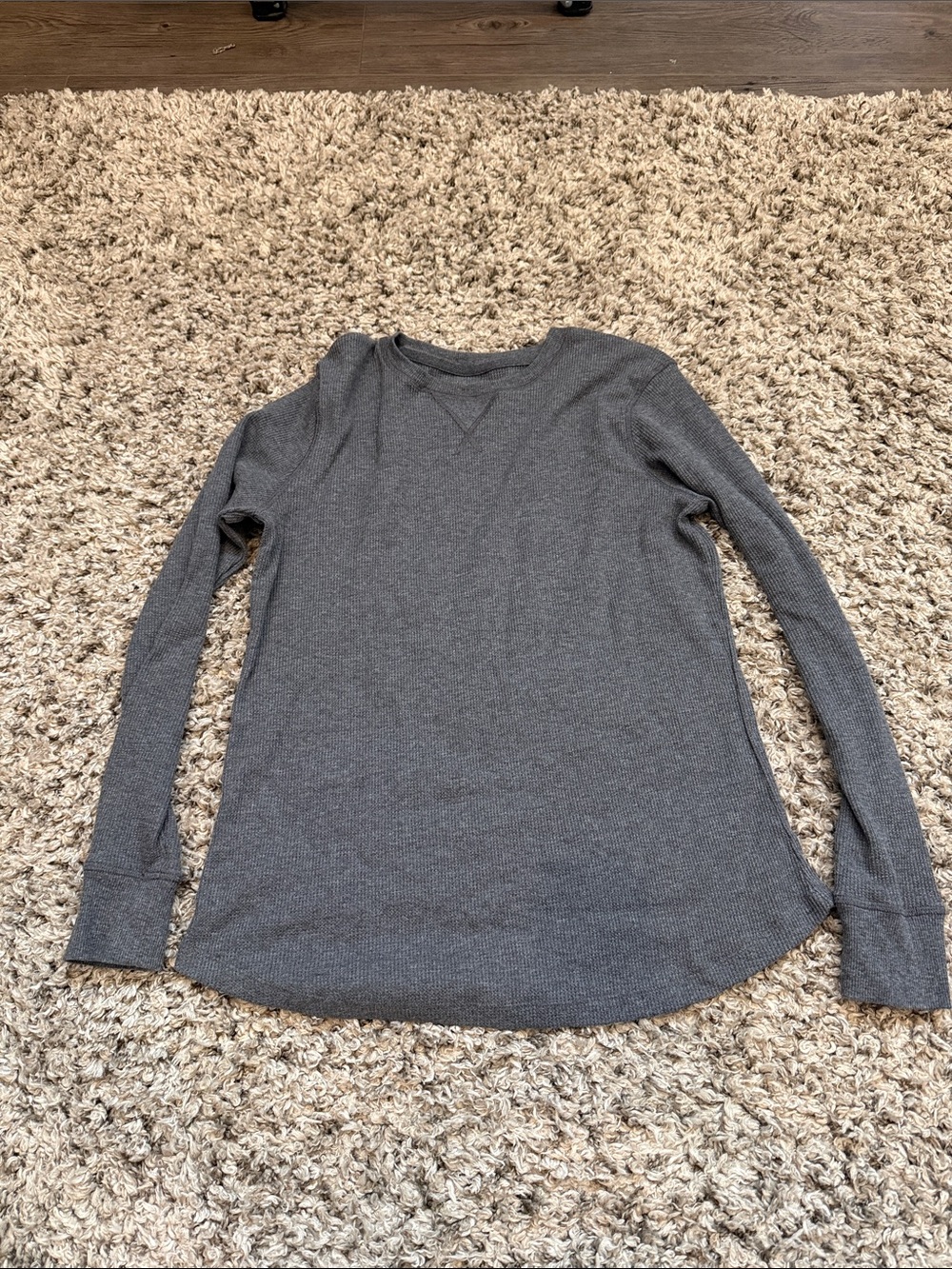 Jockey Gray Waffle-Knit Long Sleeve Crewneck